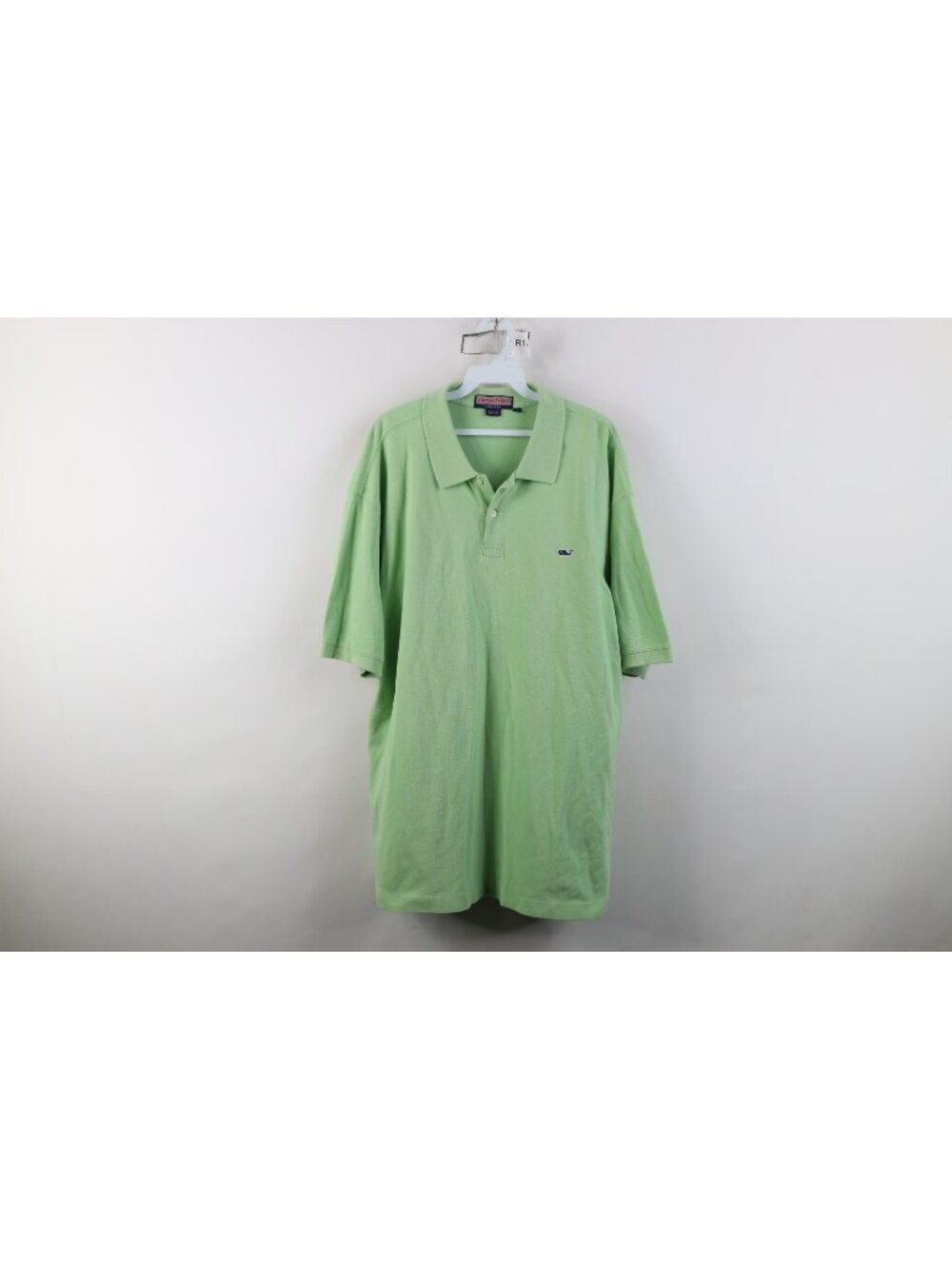 Vineyard Vines Mens XL Distressed Whale Logo Cotton Knit Golf Polo Shirt Green